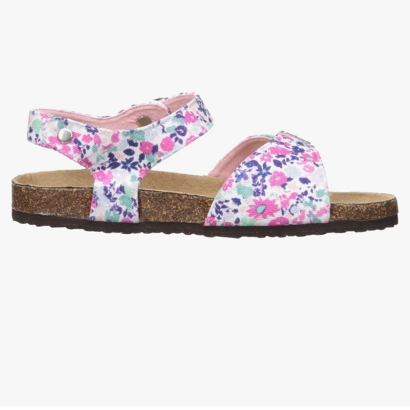 Joules Floral Print Sandals Little Girls Size US 3 UK 2 Ankle Strap Cork Footbed - Picture 6 of 14